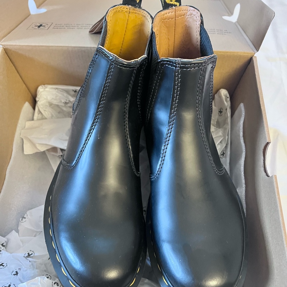Dr. Martens  Black Boots with Yellow Stitching - Picture 4 of 8
